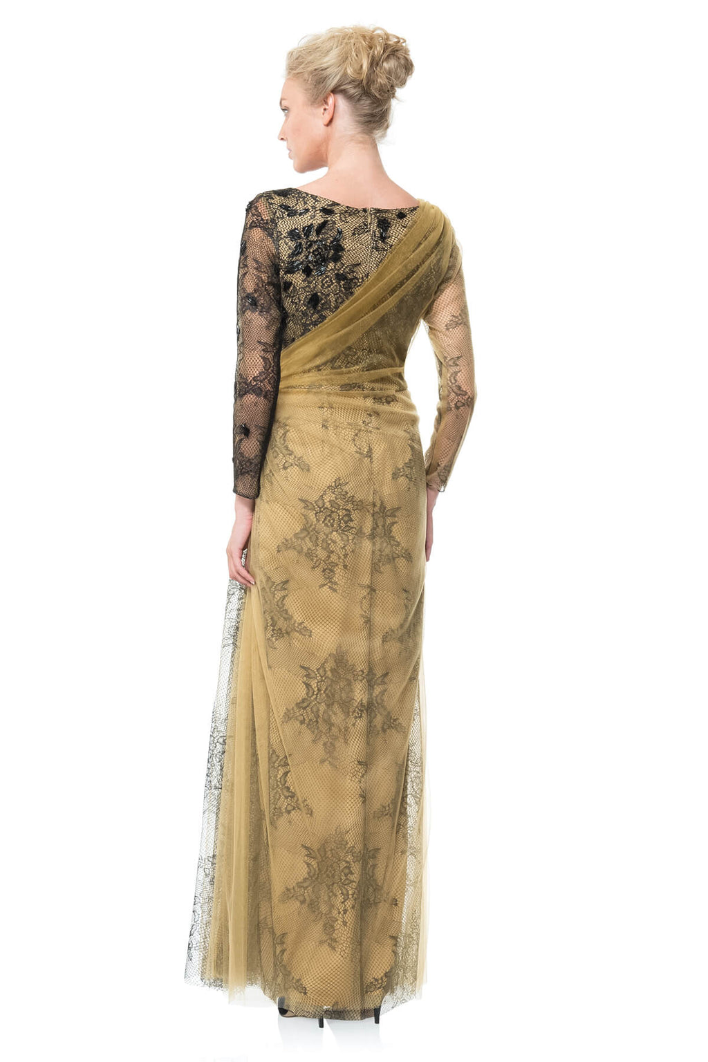 Tulle Over Lace Gown