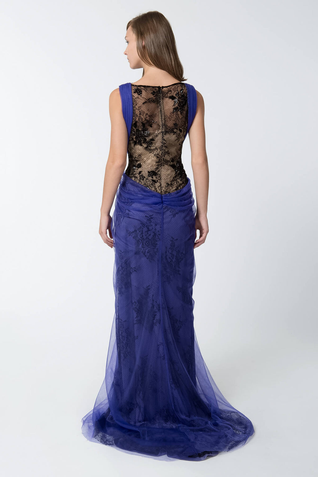 Draped Tulle Lace Reveal Gown
