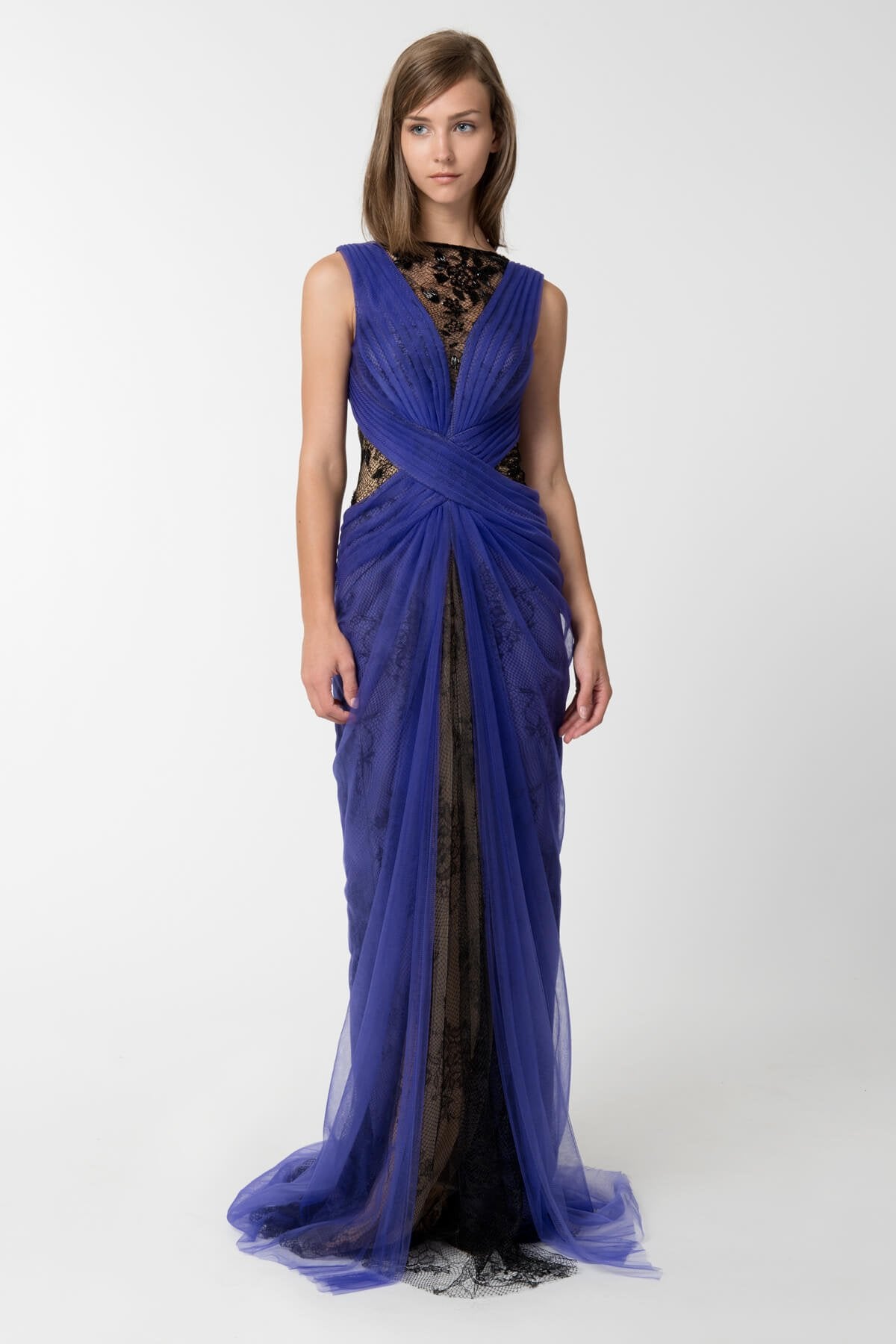 Draped Tulle Lace Reveal Gown