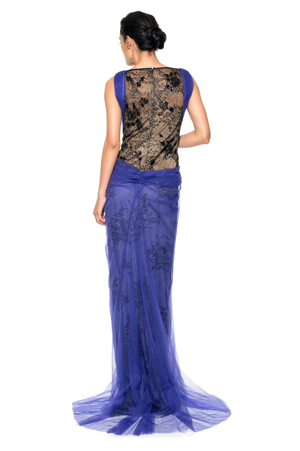 Draped Tulle Lace Reveal Gown