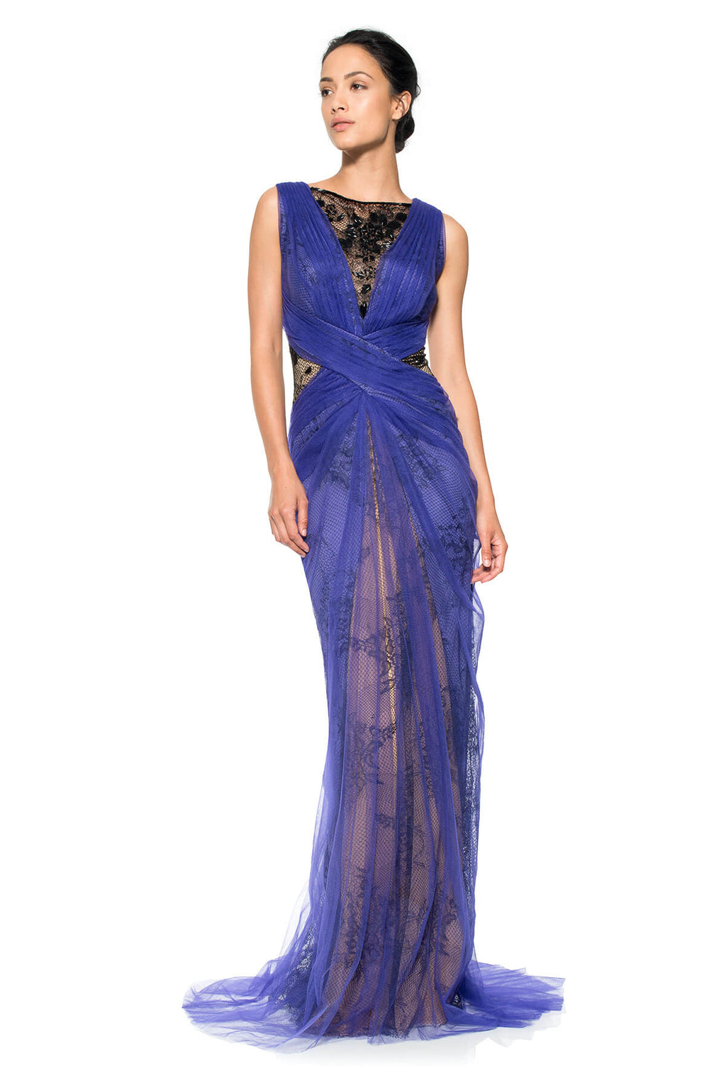Draped Tulle Lace Reveal Gown