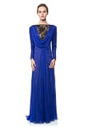Chiffon Draped Open Back Gown