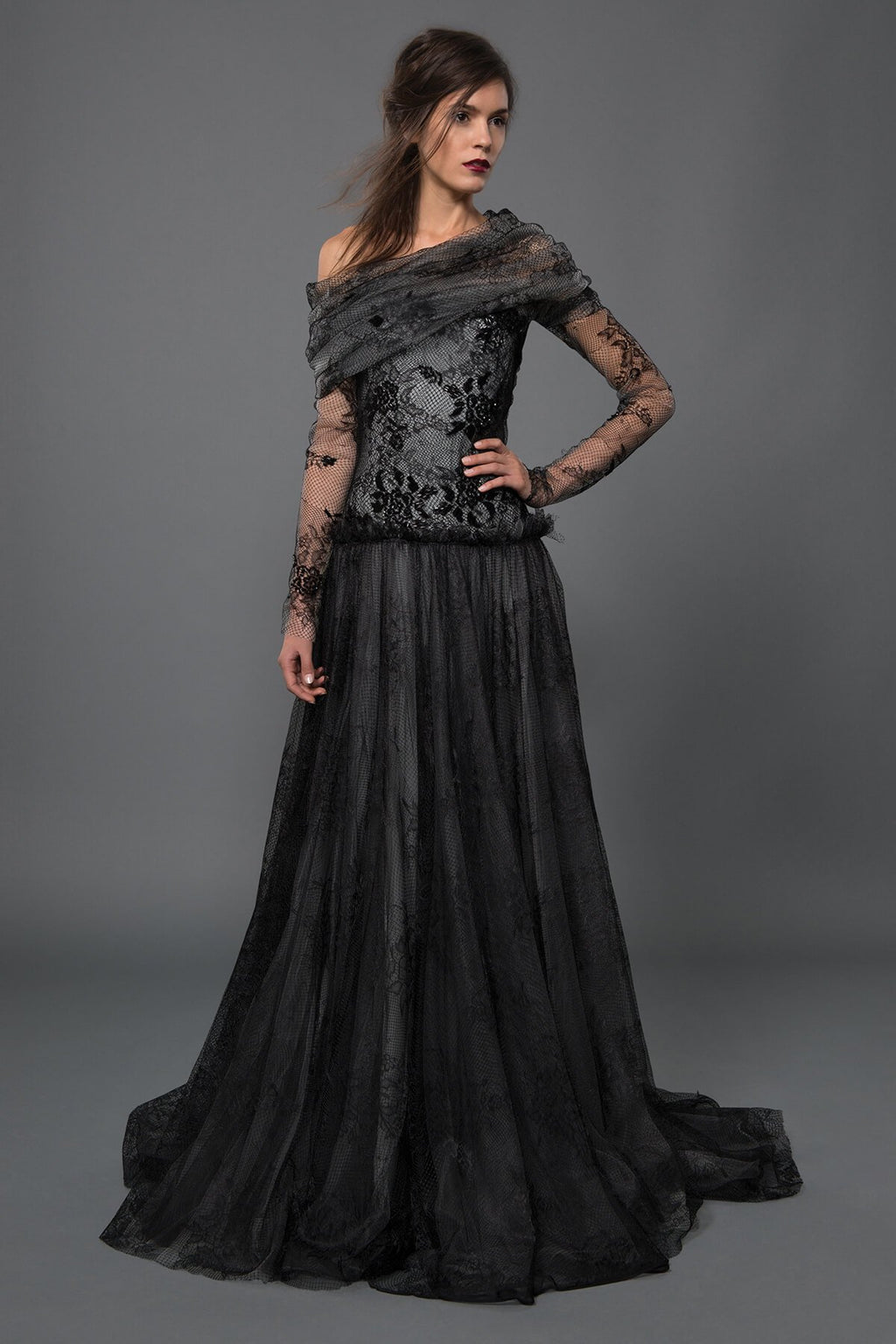 Beaded Lace and Tulle Ball Gown