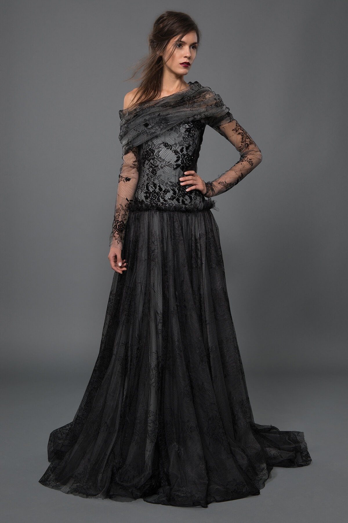 Beaded Lace and Tulle Ball Gown