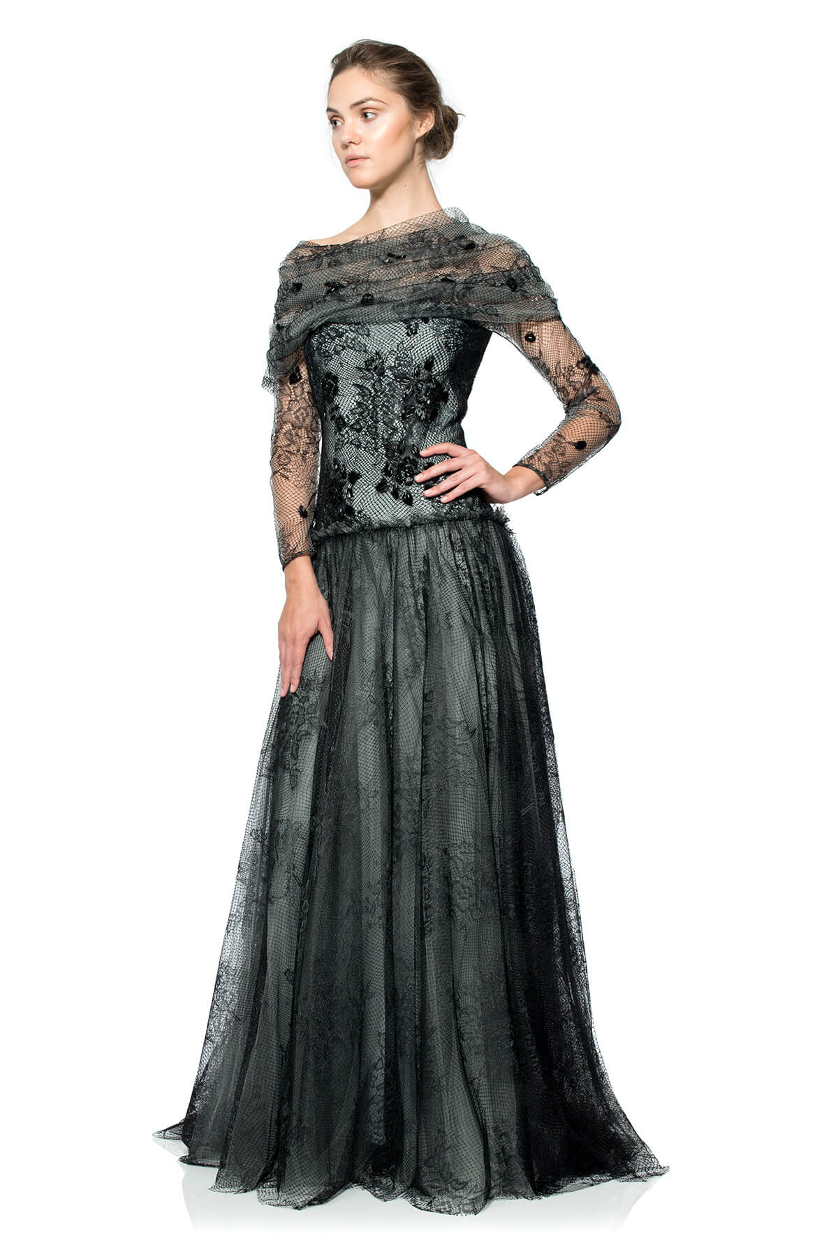 Beaded Lace and Tulle Ball Gown