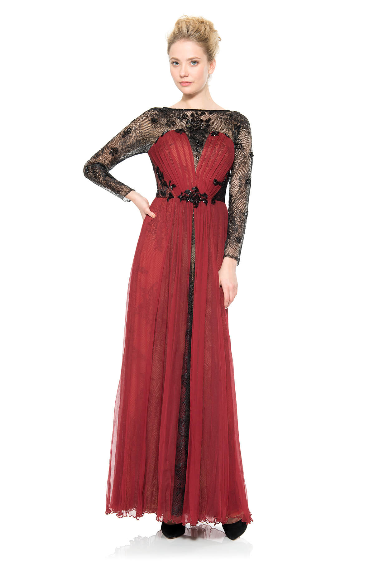 Embellished Lace and Tulle Gown