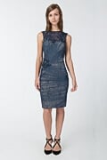 Tulle and Lace Ruched Dress in Dusty Navy