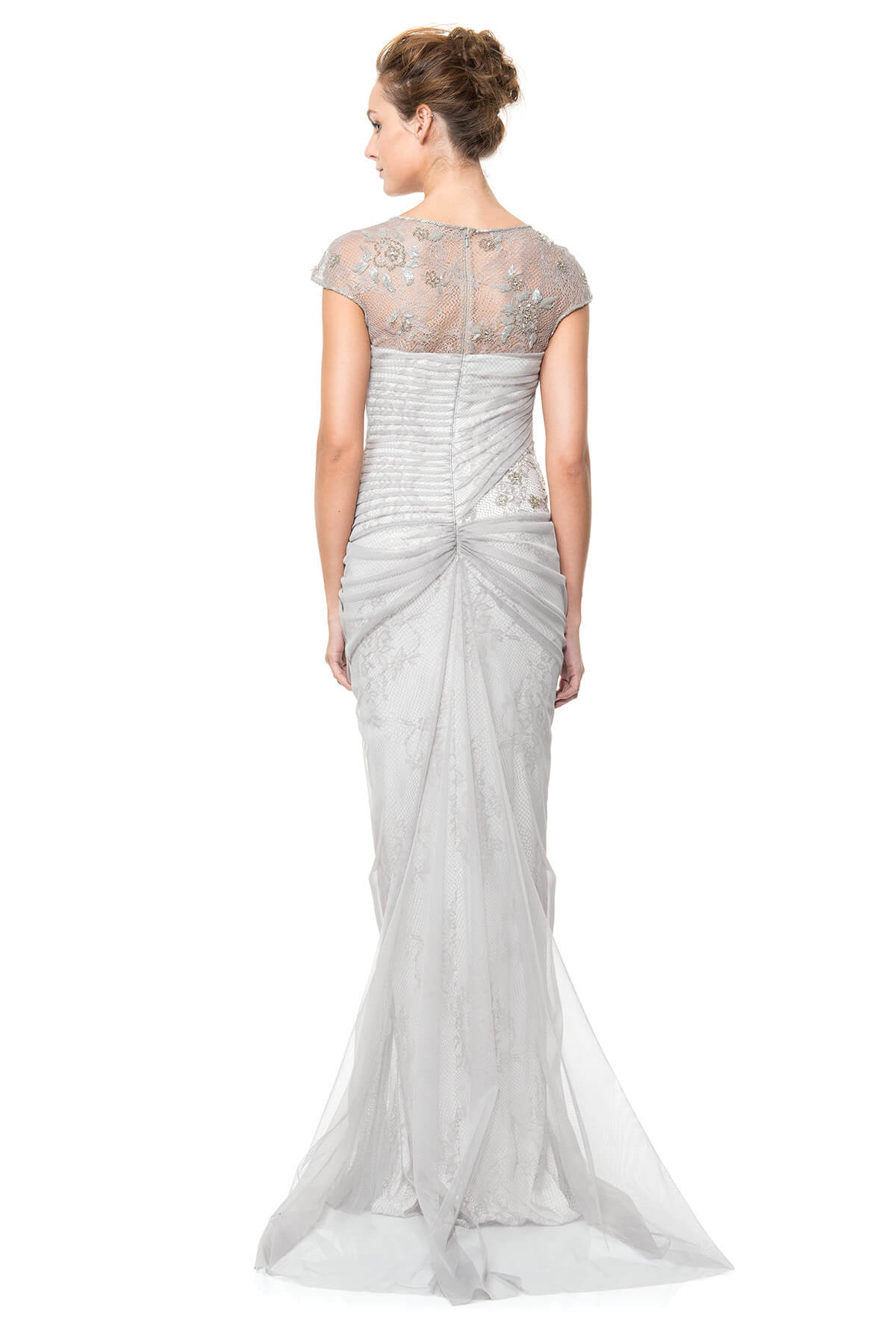 Lace and Draped Tulle Gown