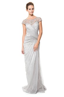 Lace and Draped Tulle Gown