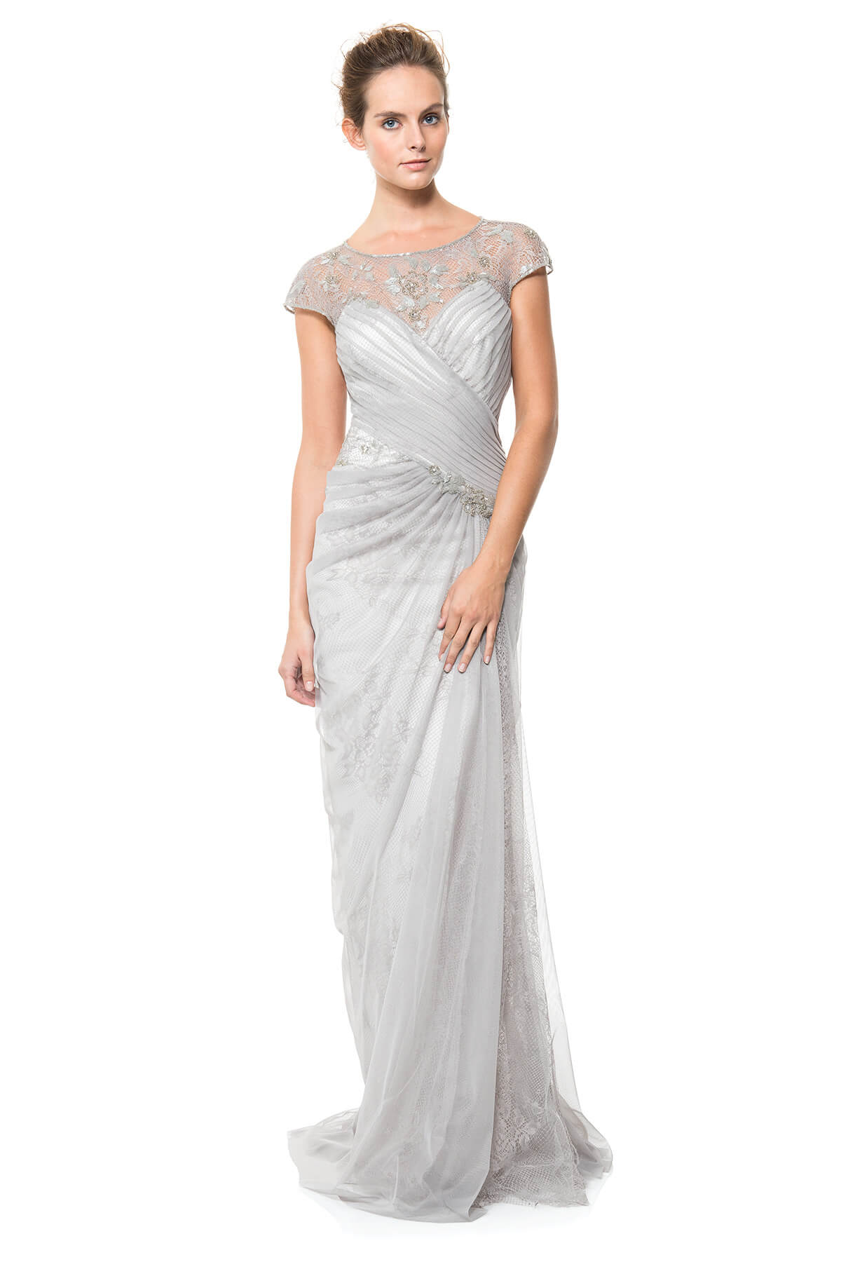 Lace and Draped Tulle Gown