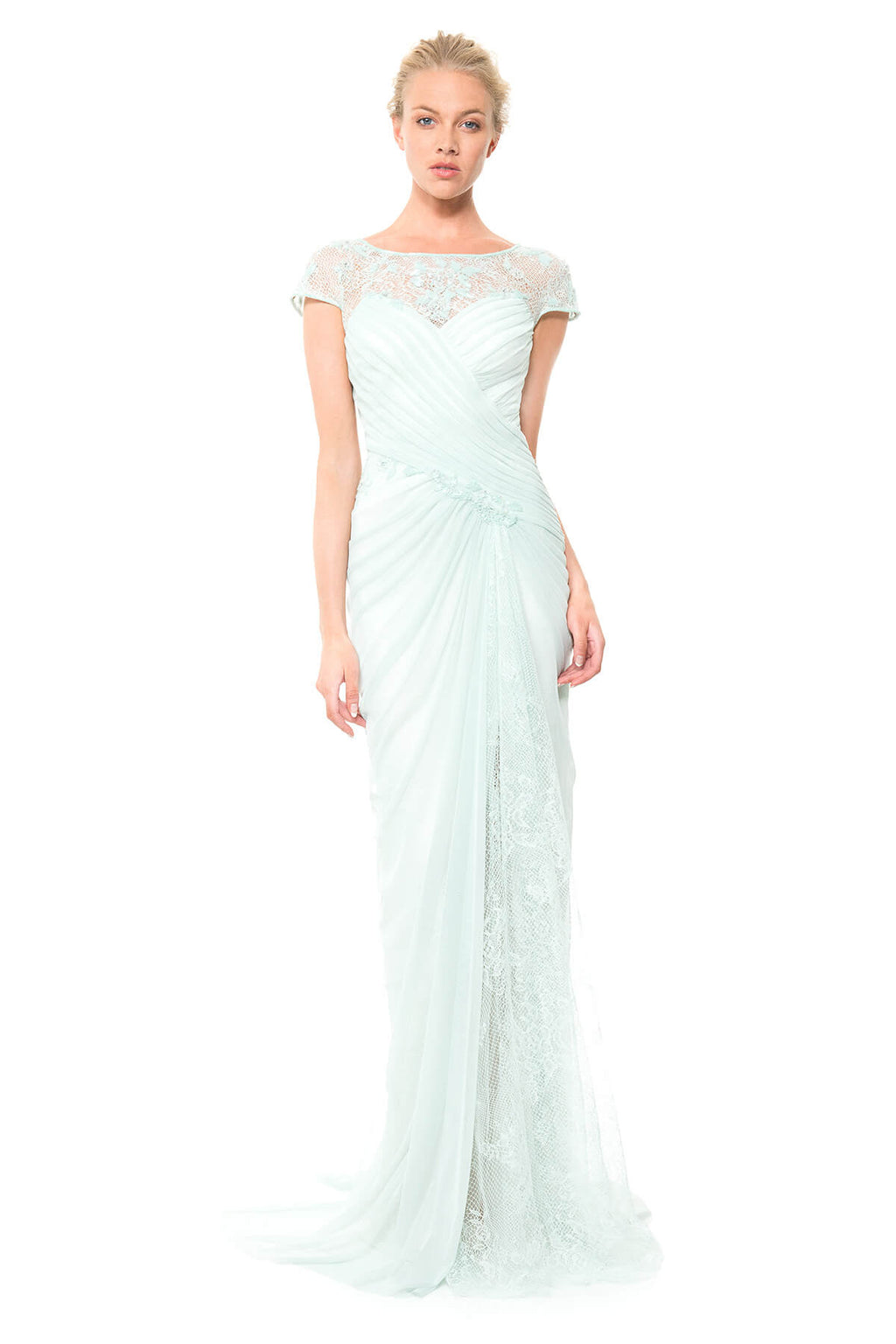 Lace and Draped Tulle Gown