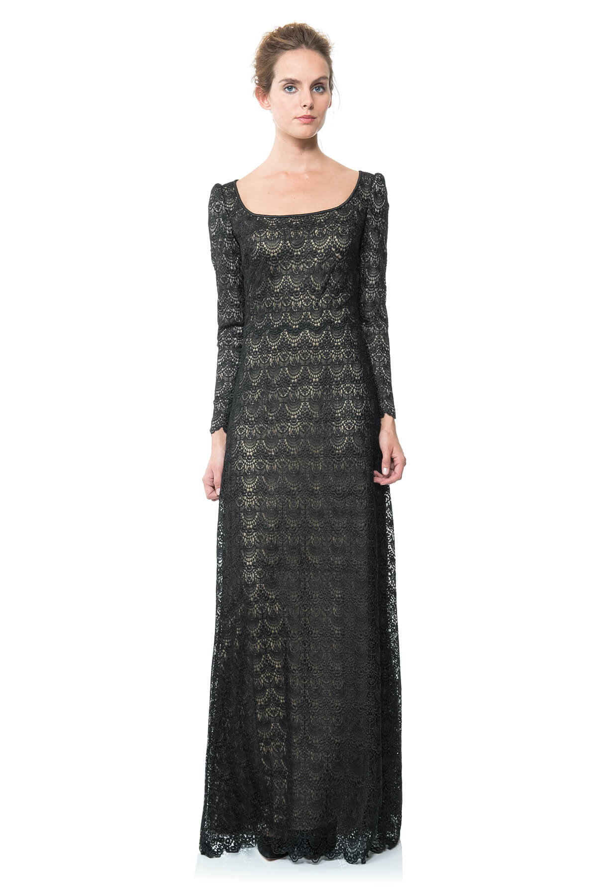 Scallop Lace Longsleeve Gown