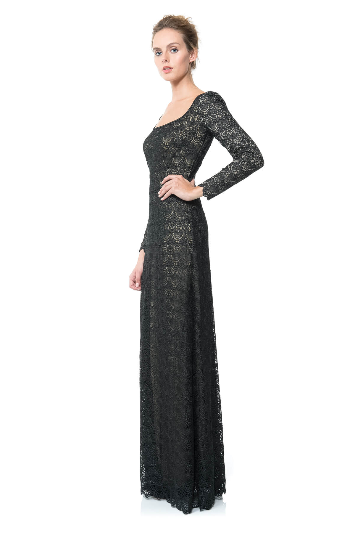 Scallop Lace Longsleeve Gown