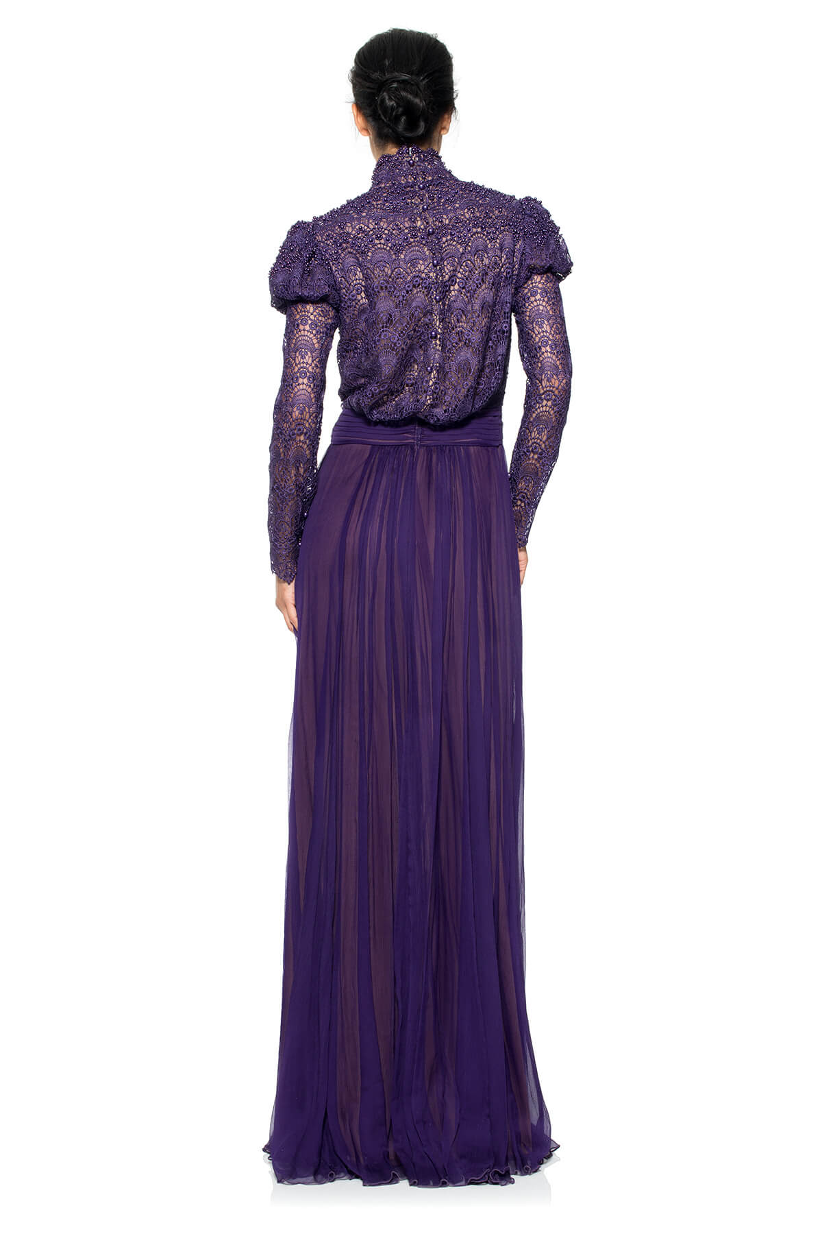 Pearl Encrusted Lace and Chiffon Gown