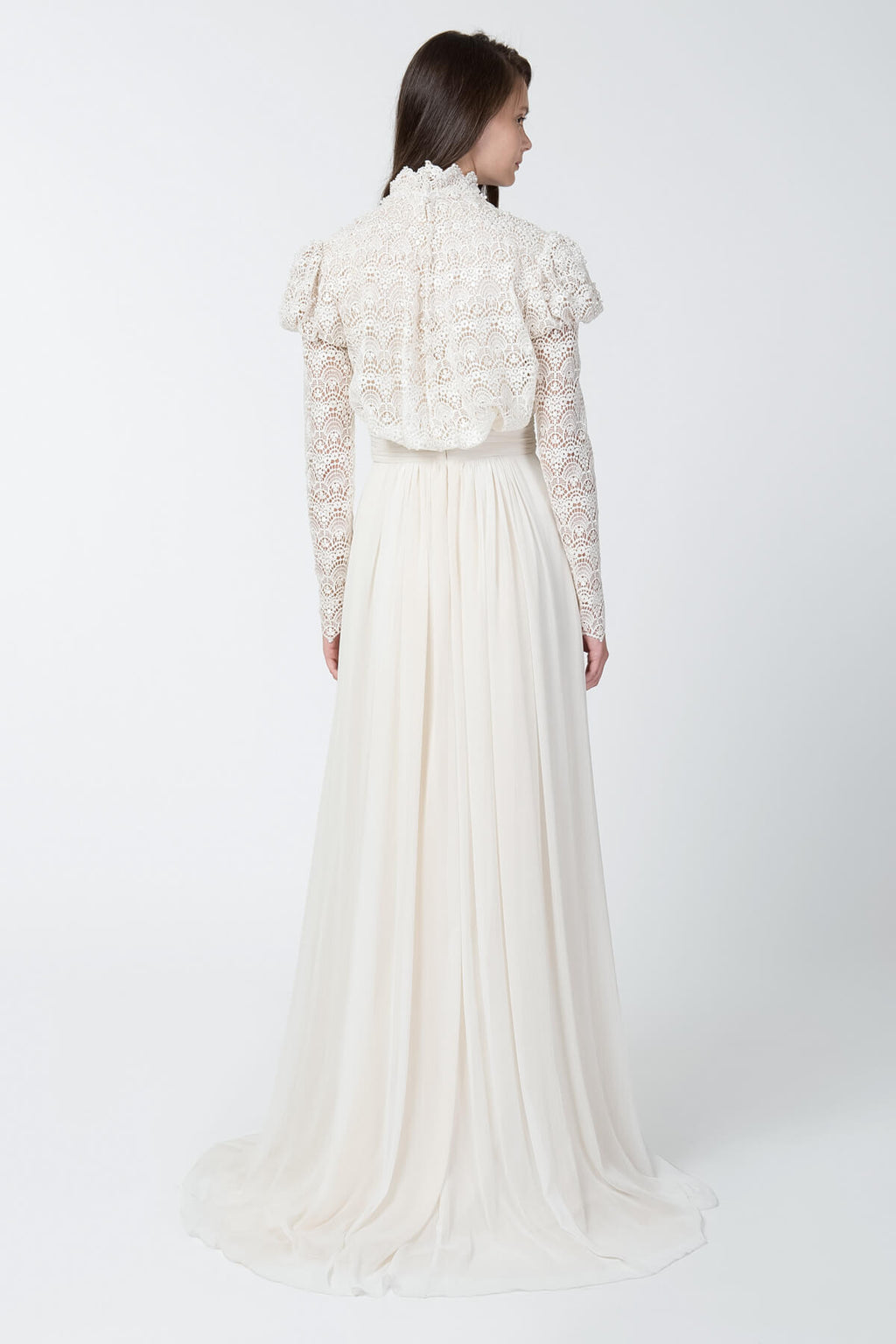 Pearl Encrusted Lace and Chiffon Gown