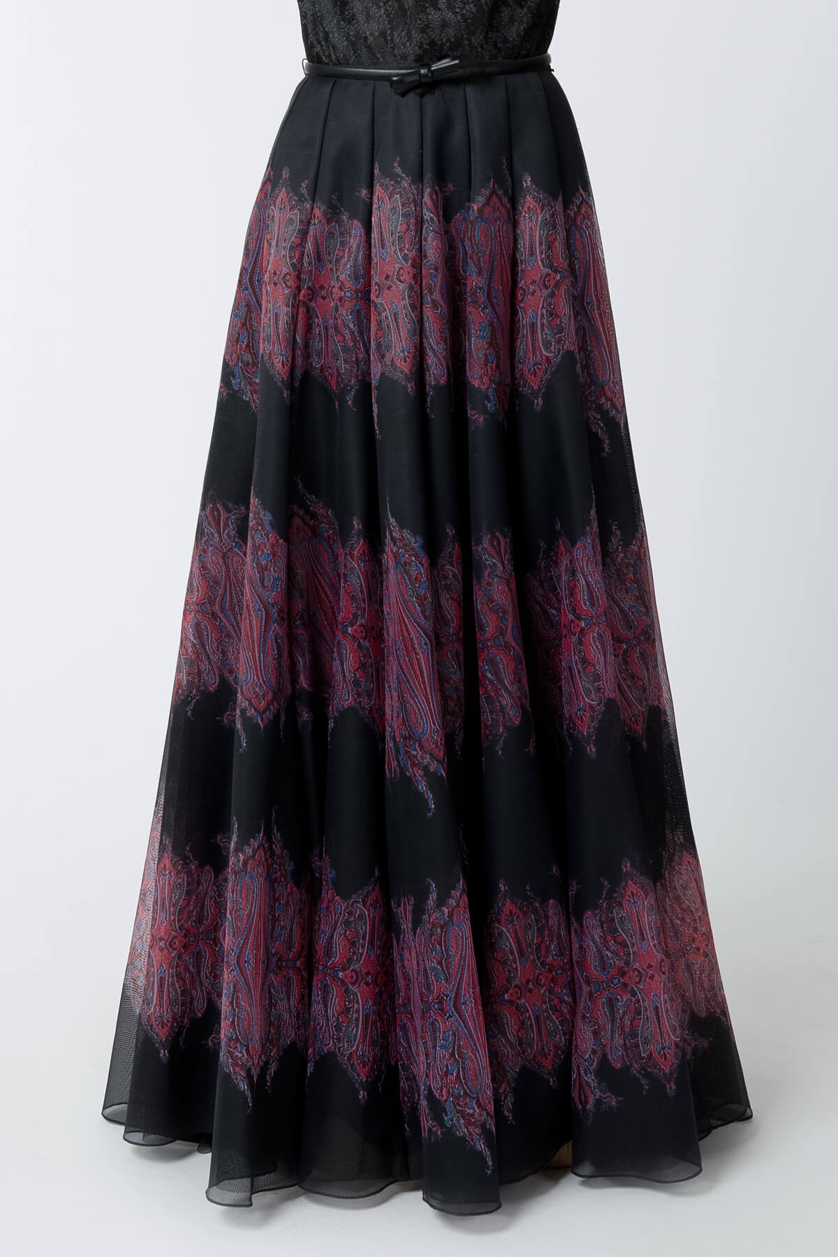 Printed Gazar Full Skirt in Deep Amber