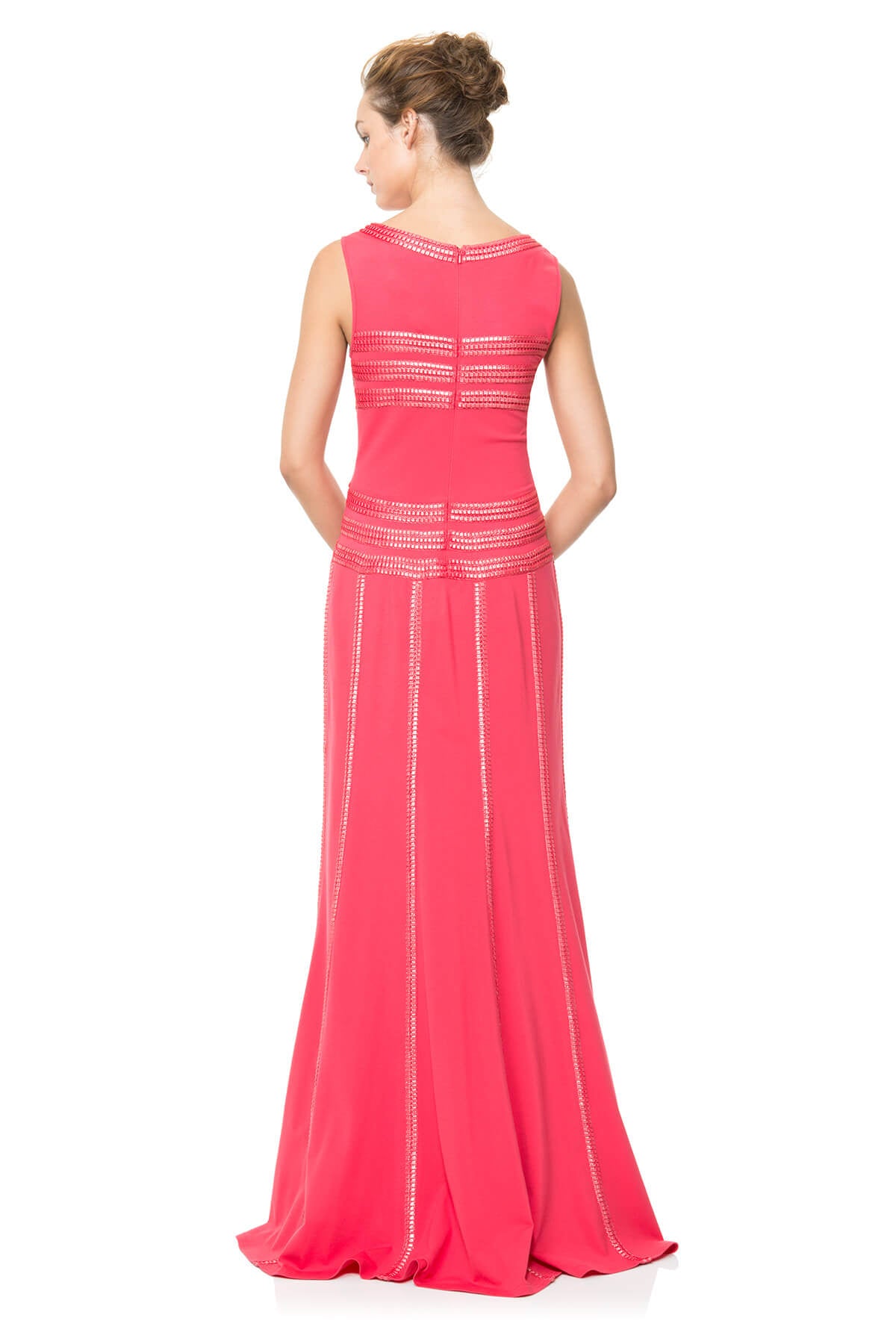 Foil Print Banded Basketweave Gown