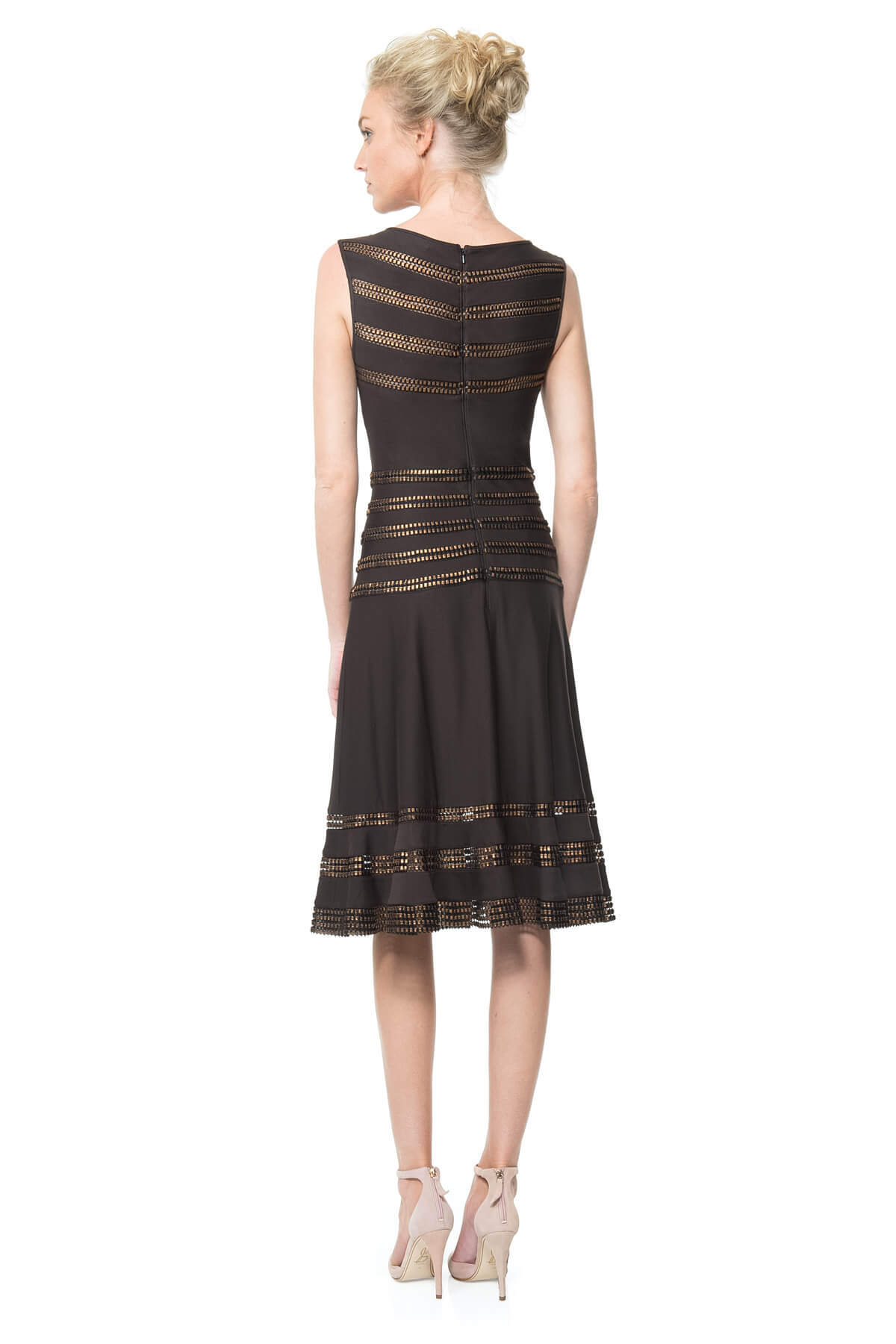 Foil Print Boatneck Dress