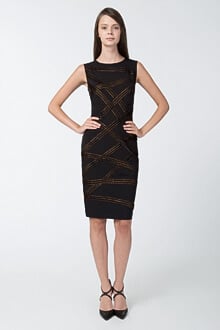 Foil Print Banded Asymmetric Dress in Black / Copper