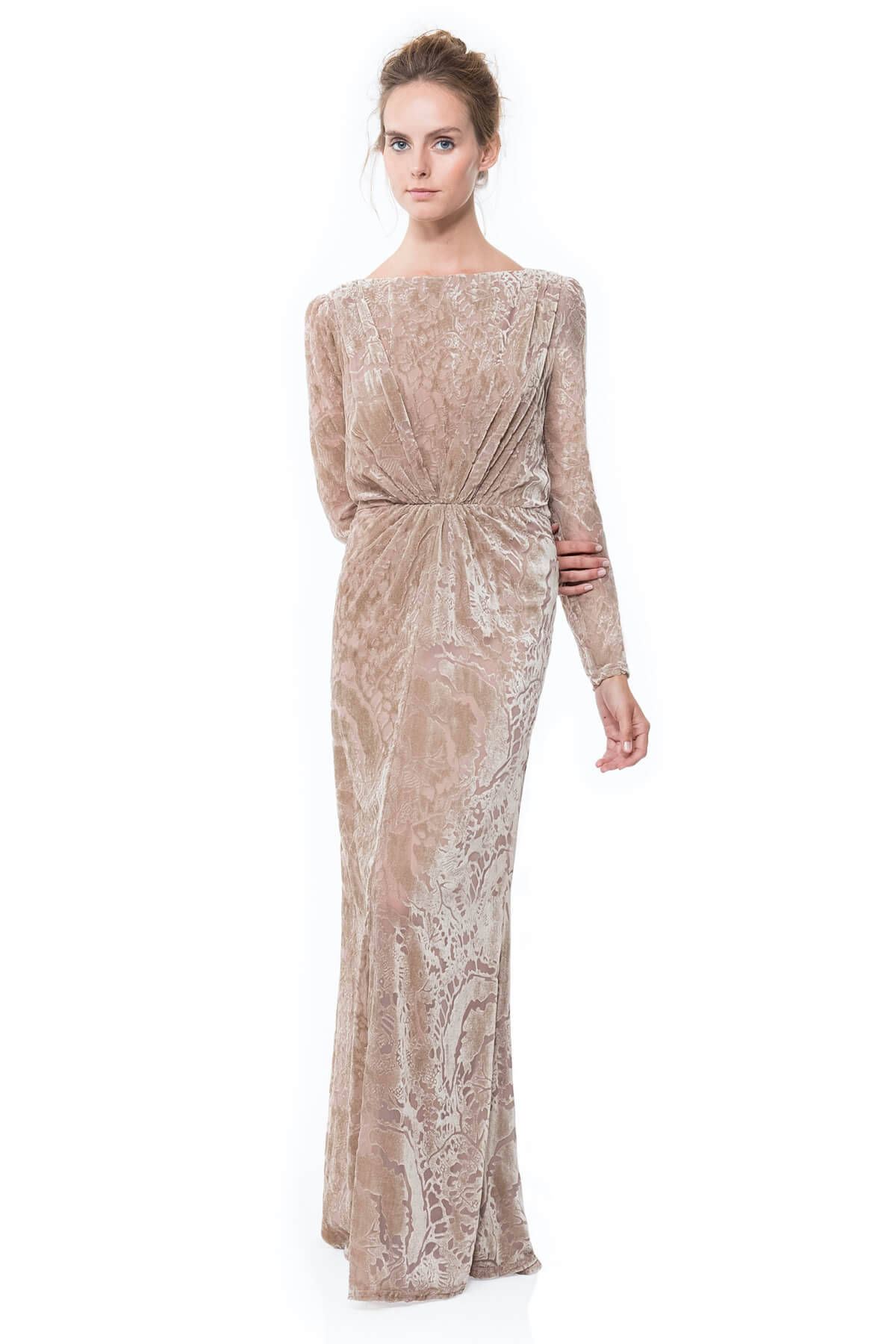 Cut Velvet Blouson Back Gown