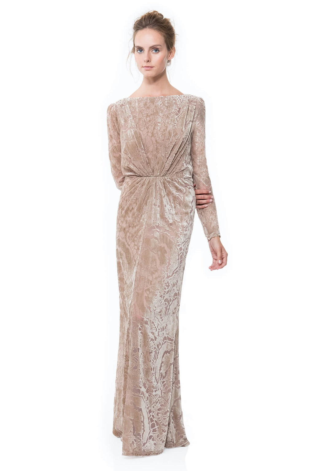 Cut Velvet Blouson Back Gown