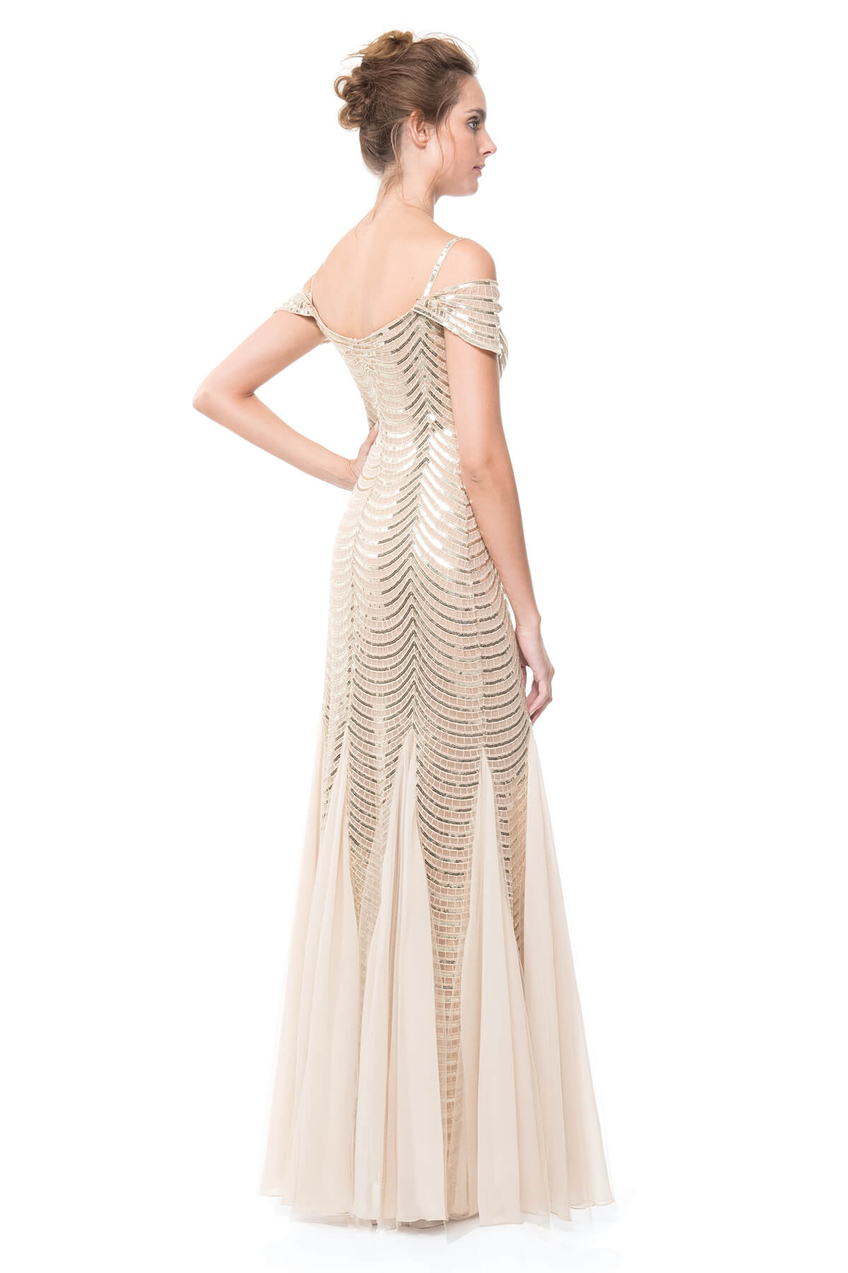 Sequin Embellished Crochet Lace Gown