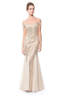 Sequin Embellished Crochet Lace Gown