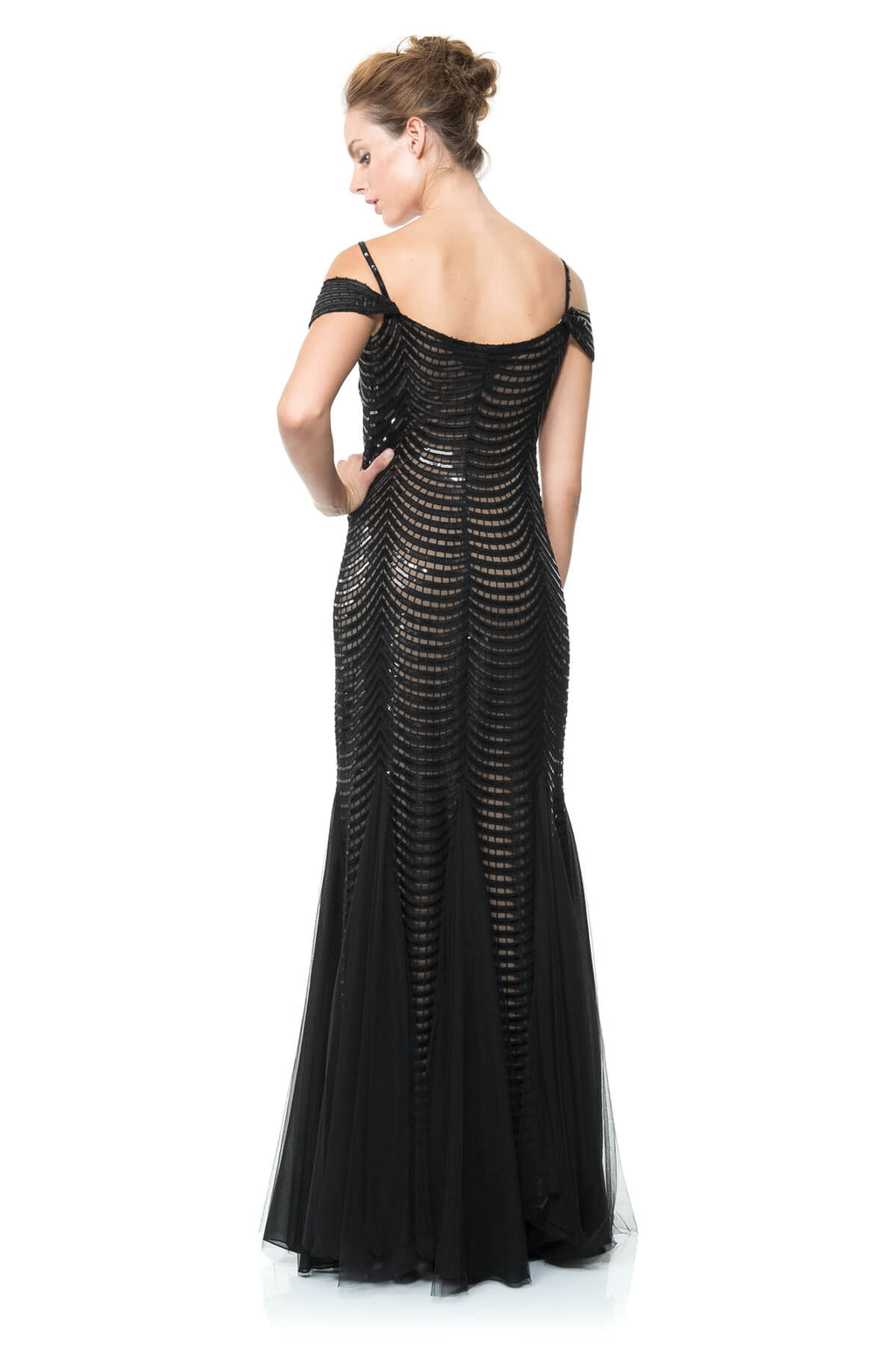 Sequin Embellished Crochet Lace Gown