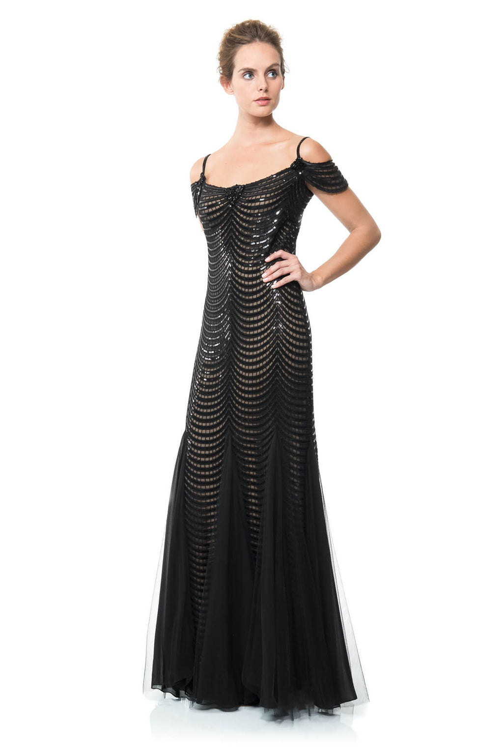 Sequin Embellished Crochet Lace Gown