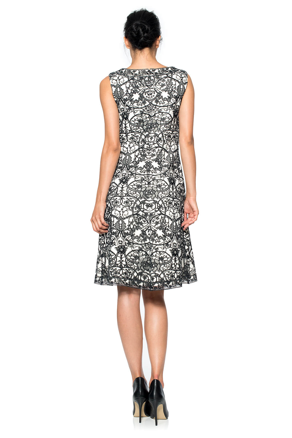 Embroidered Lace Boatneck Dress