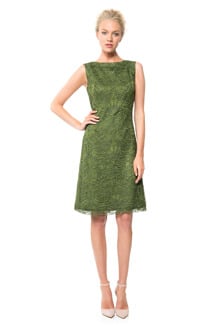 Embroidered Lace Boatneck Dress