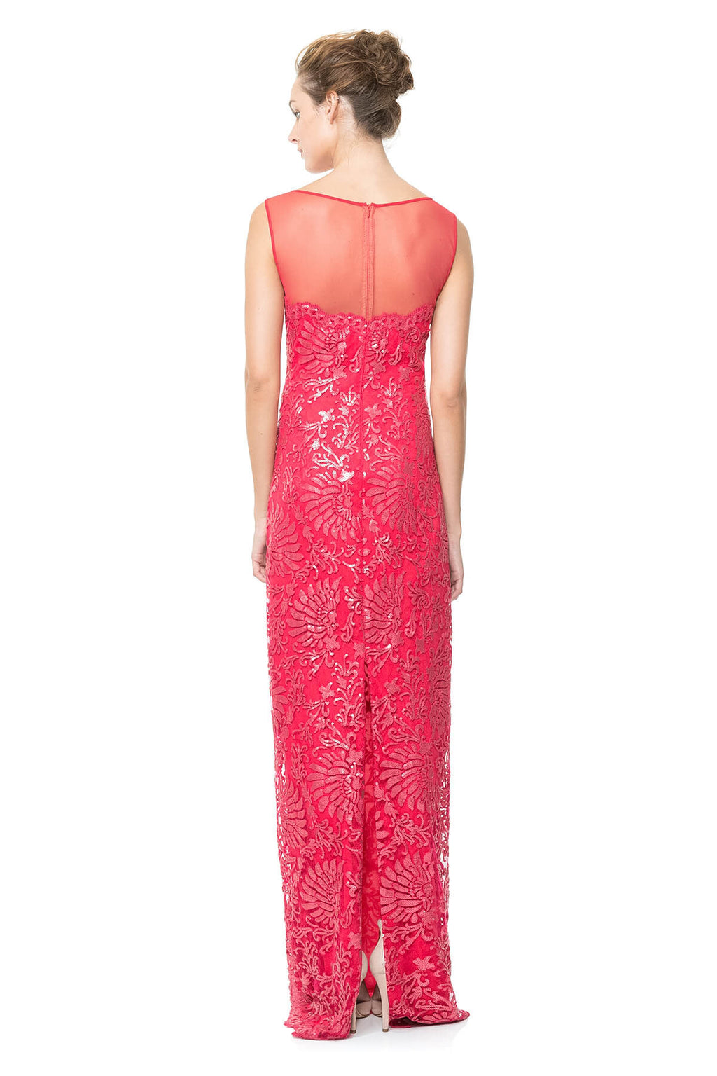 Mesh Illusion Sequin Gown