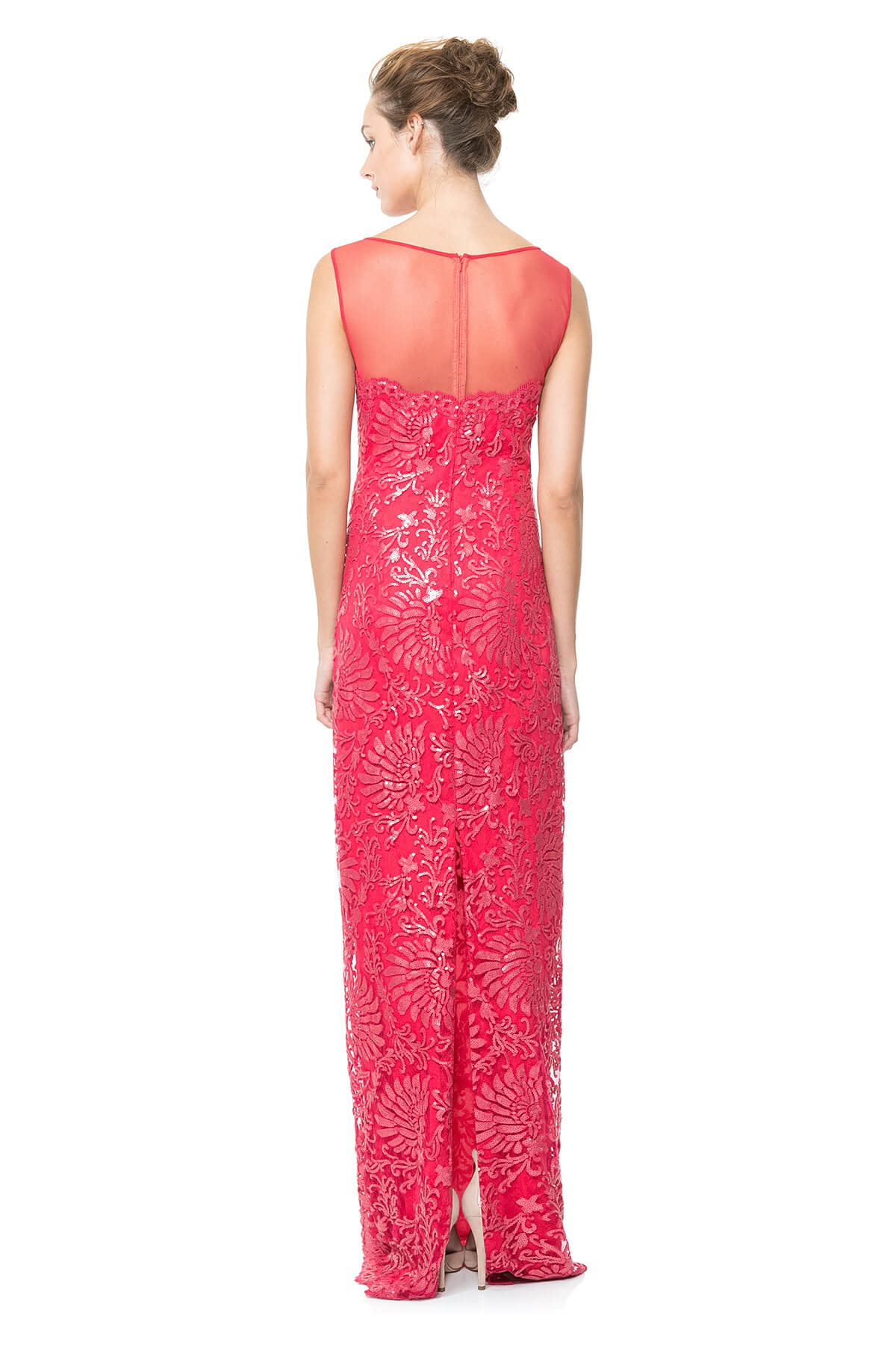 Mesh Illusion Sequin Gown