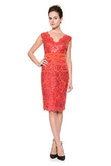 Paillette Embroidered Lace Banded Dress