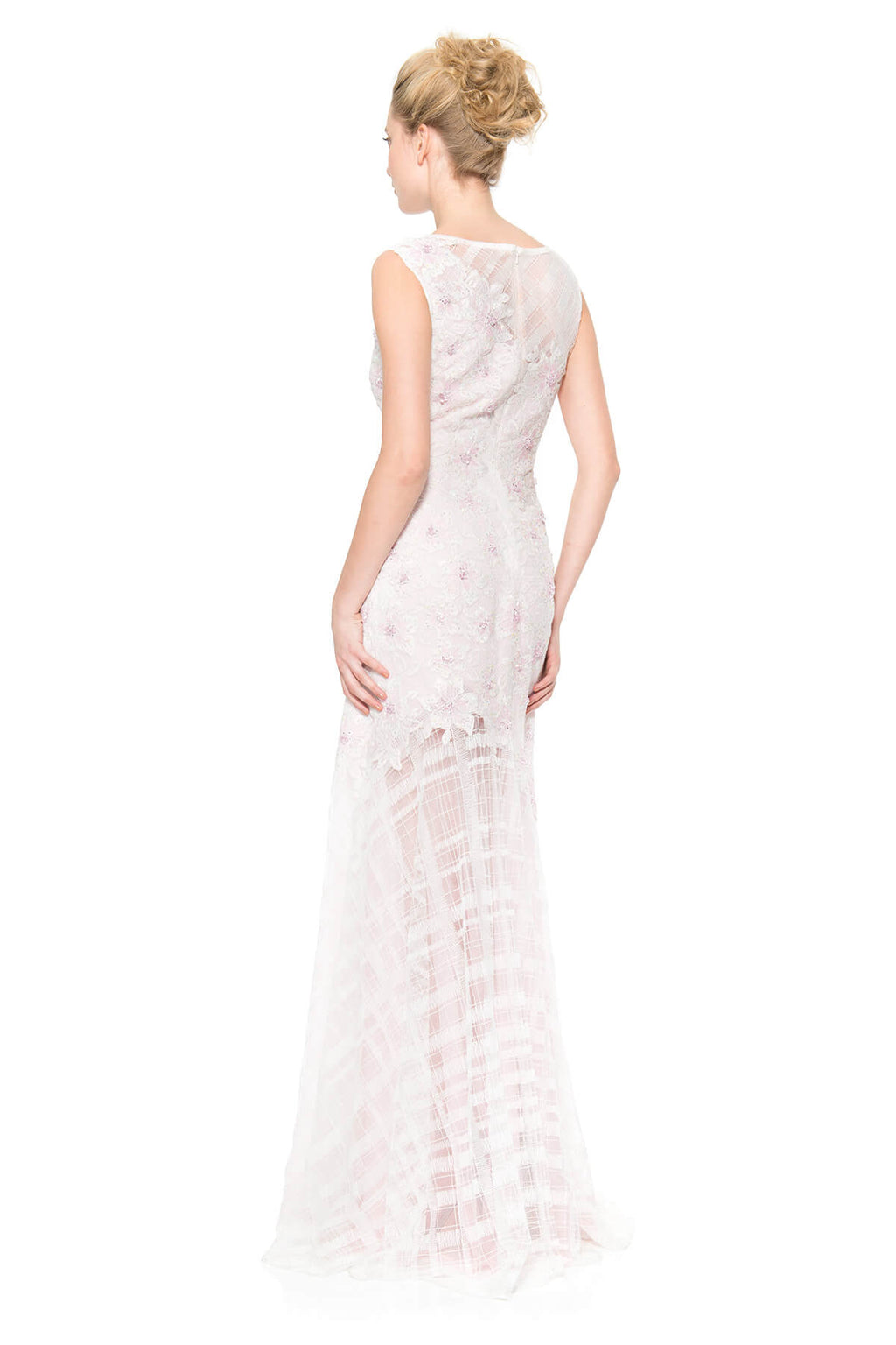 Hand Beaded Lace Applique Embroidered Tulle Gown