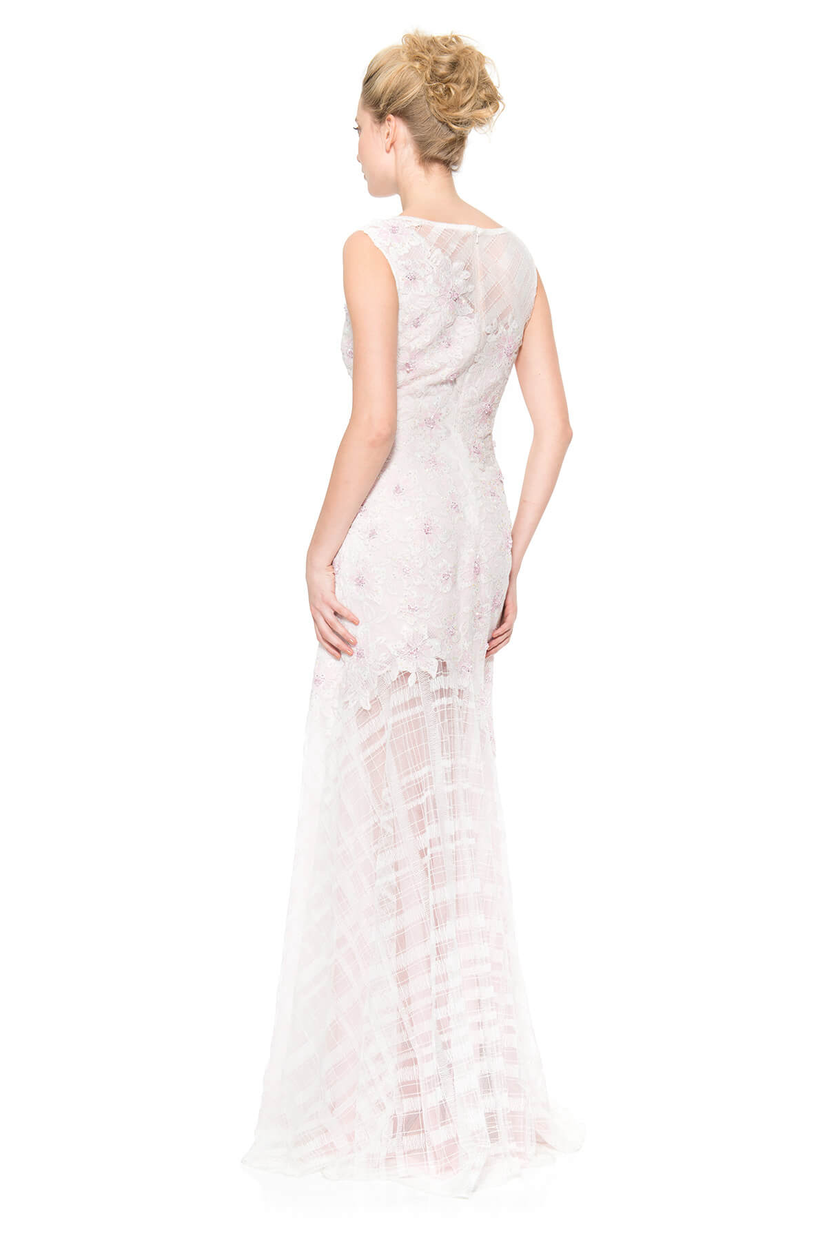 Hand Beaded Lace Applique Embroidered Tulle Gown