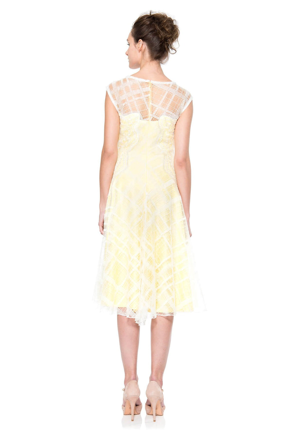 Embroidered Tulle Over Lace Dress