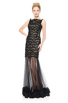 Rosette Scallop and Corded Tulle Gown