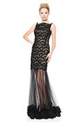 Rosette Scallop and Corded Tulle Gown