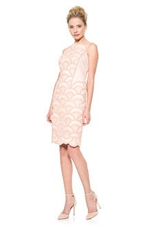 Rosette Scallop and Corded Tulle Sheath Dress