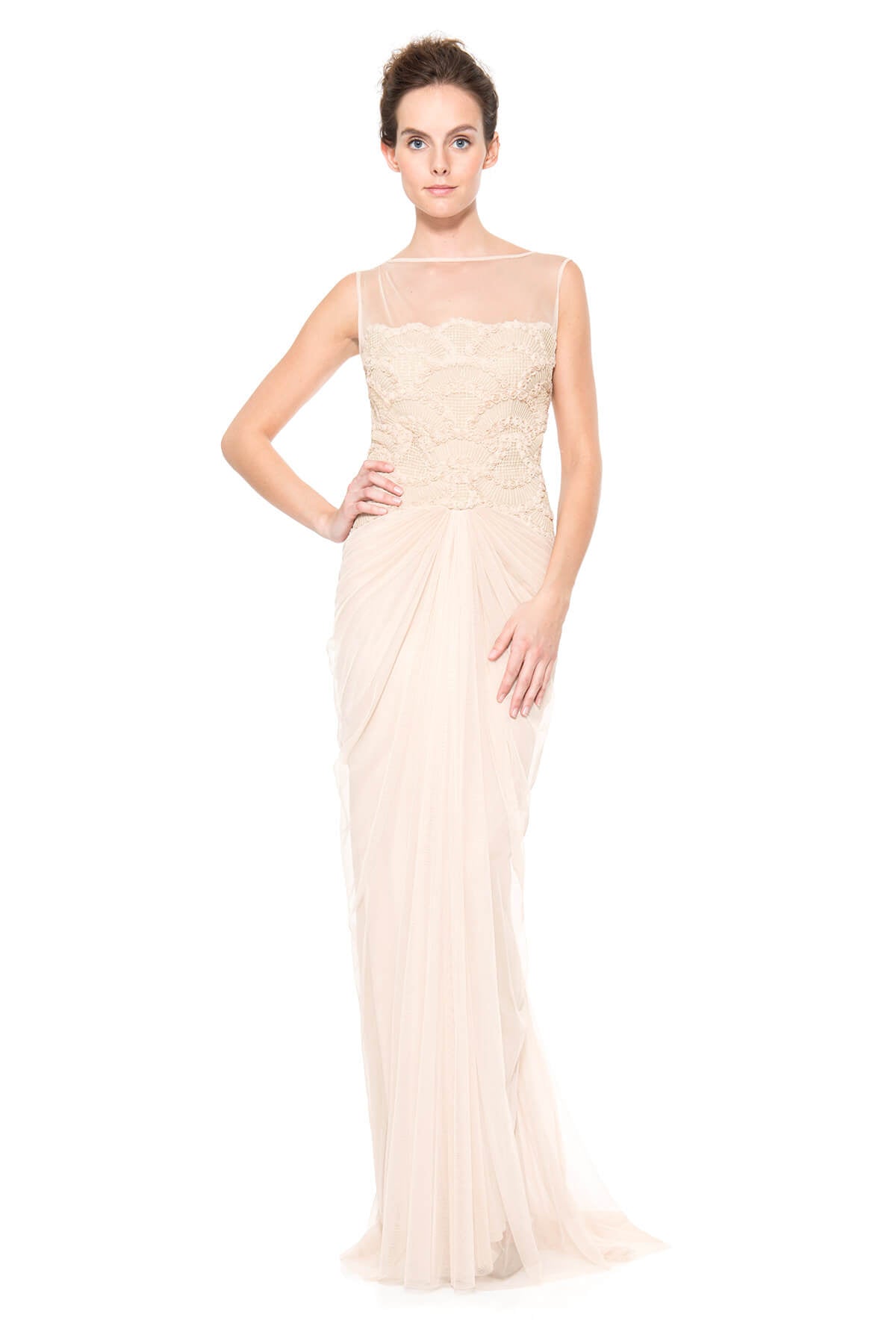 Rosette Scallop Tulle Gown