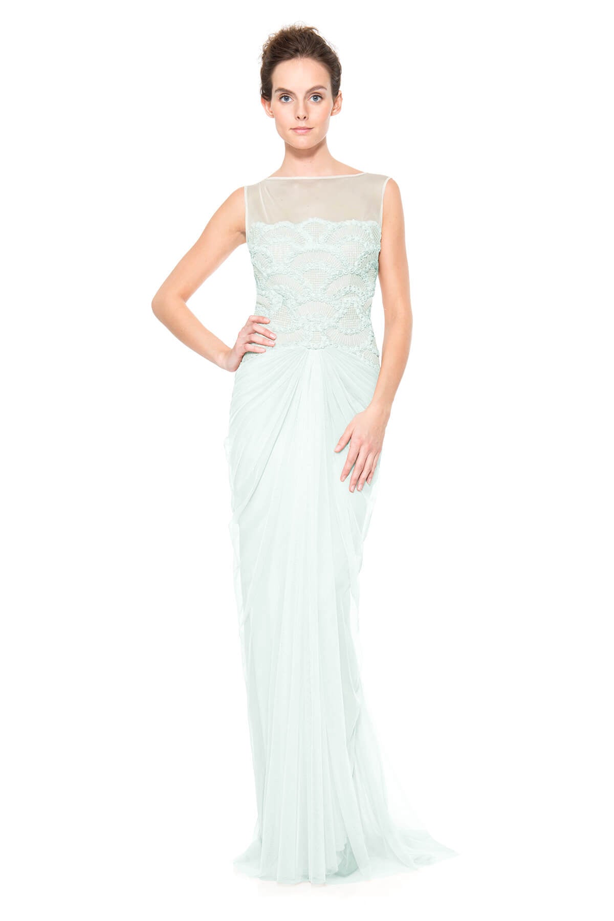 Rosette Scallop Tulle Gown