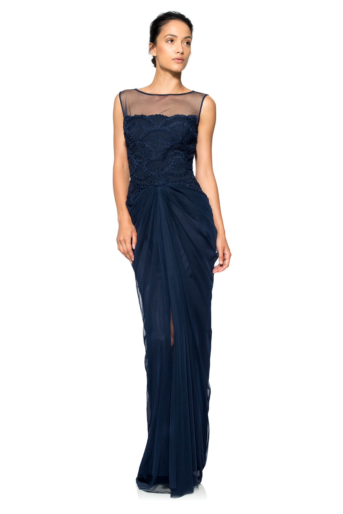 Rosette Scallop Tulle Gown