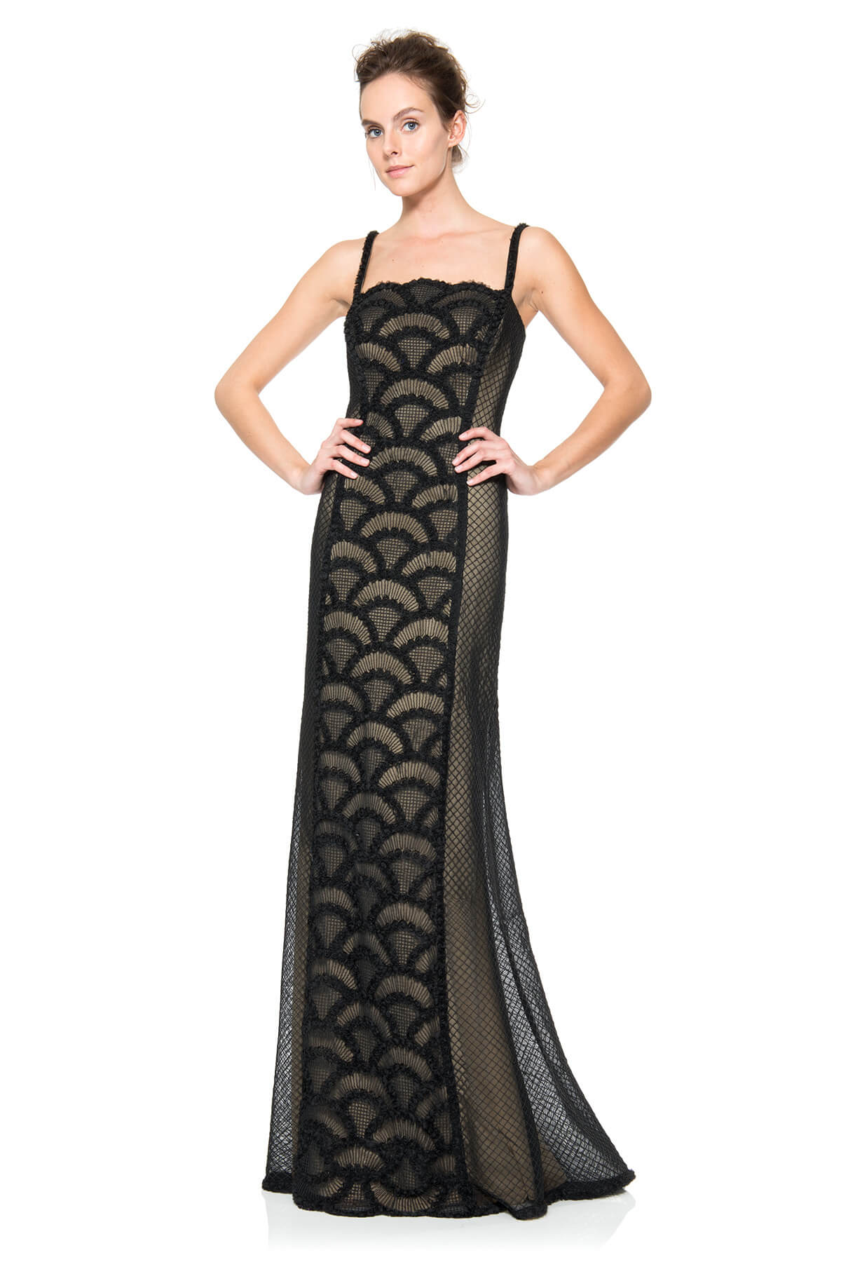 Rosette Scallop Tulle Gown