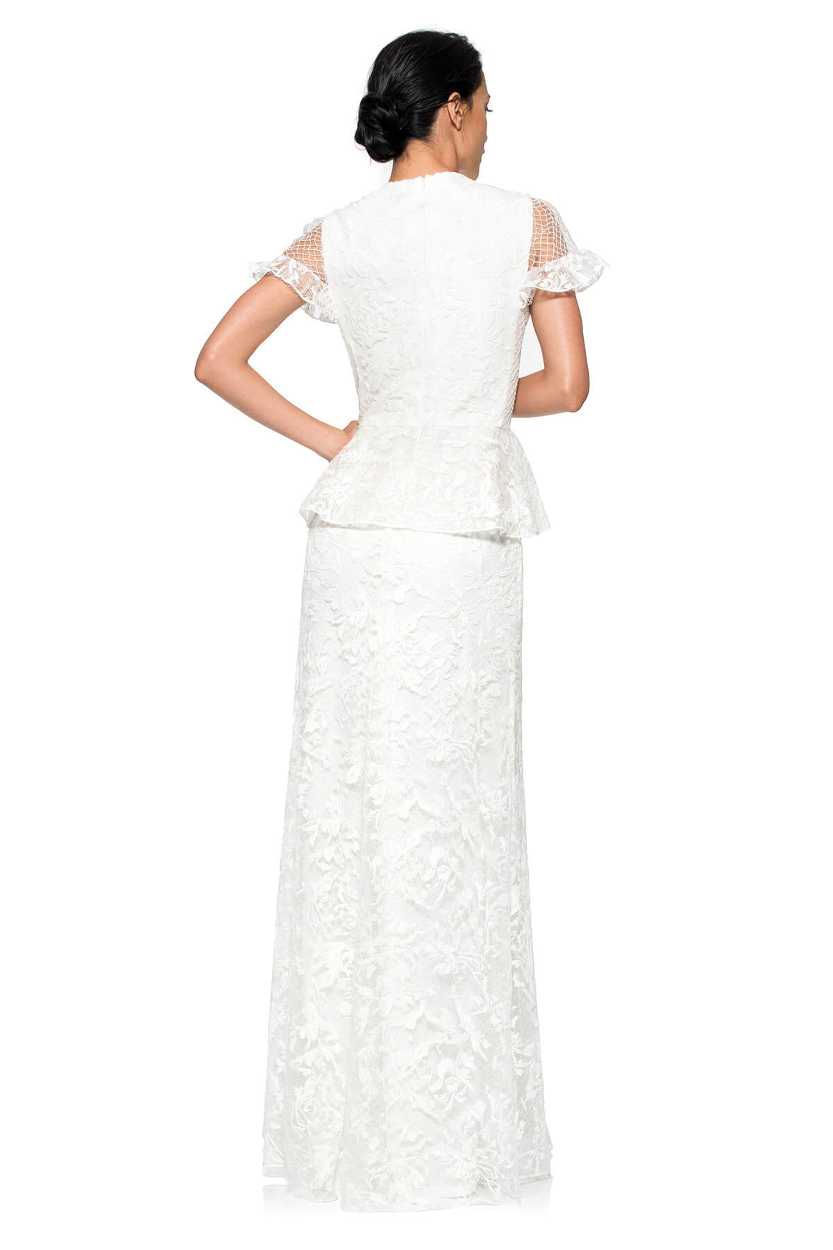 Tulle Keyhole Peplum Gown