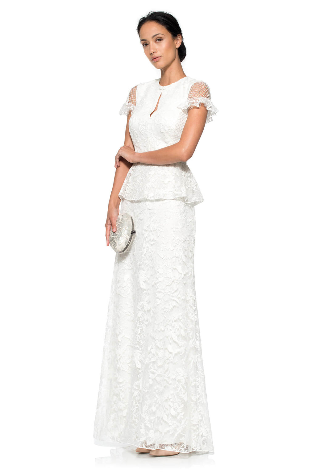 Paillette Embroidered Lace Oval Clutch