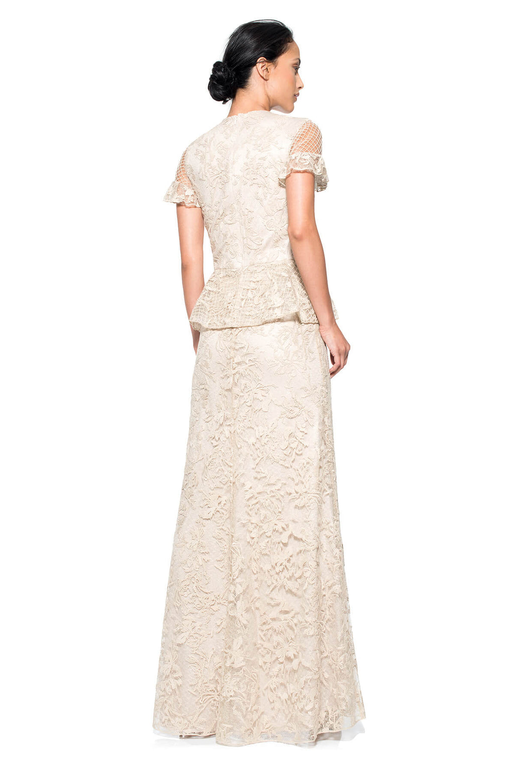 Tulle Keyhole Peplum Gown