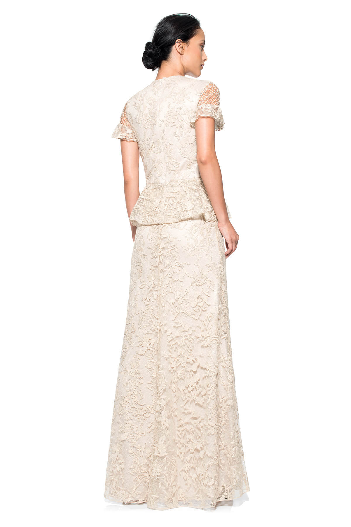 Tulle Keyhole Peplum Gown