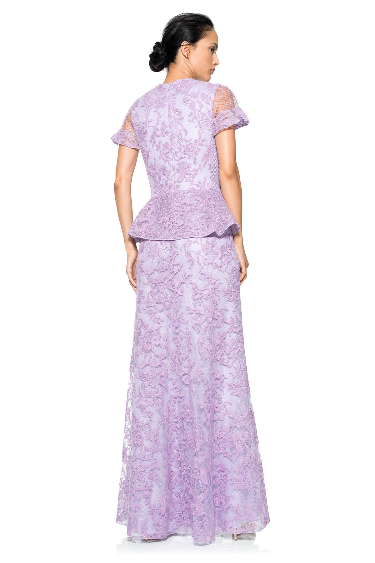 Tulle Keyhole Peplum Gown