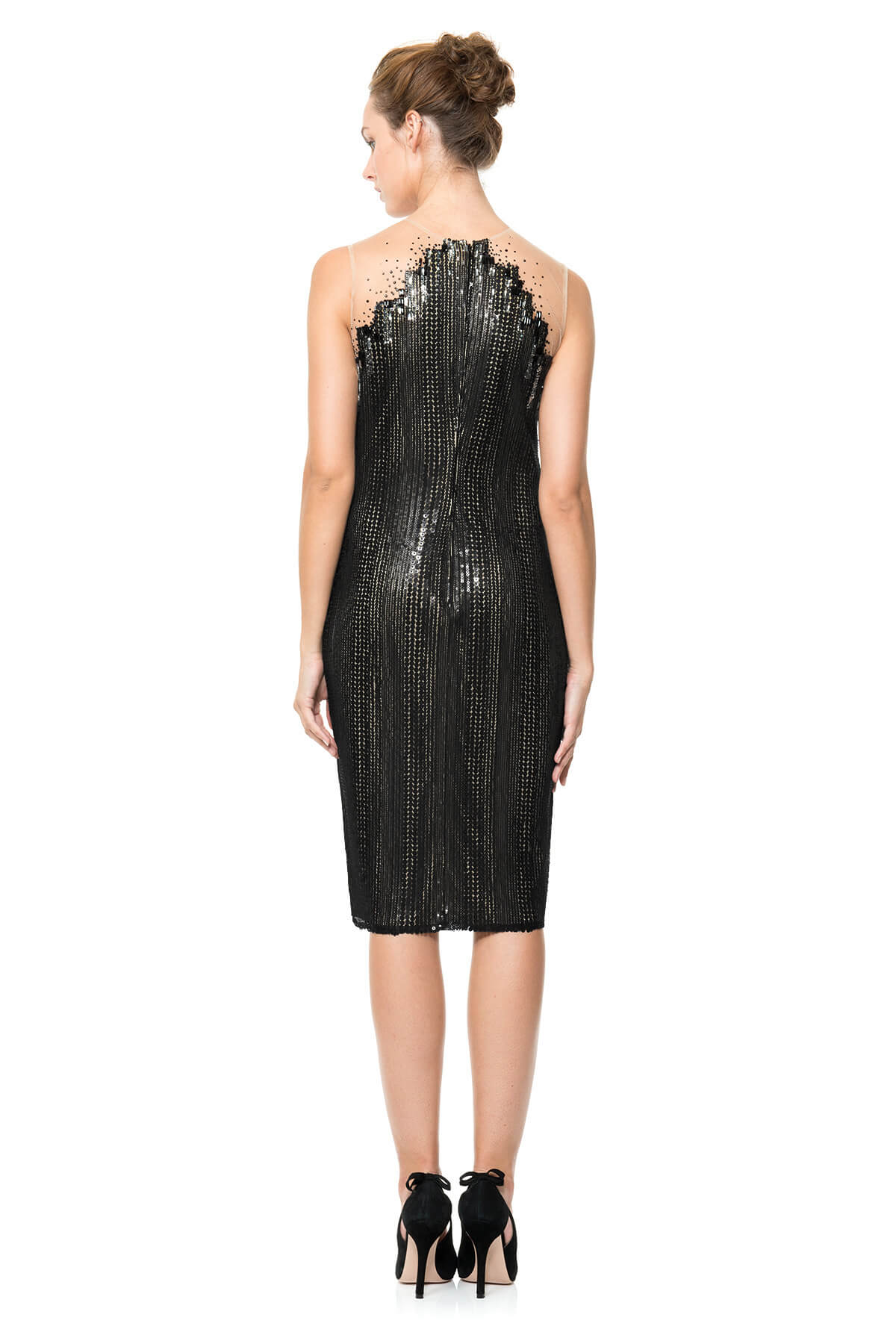 Sequin Embroidered Tulle Sheath Dress